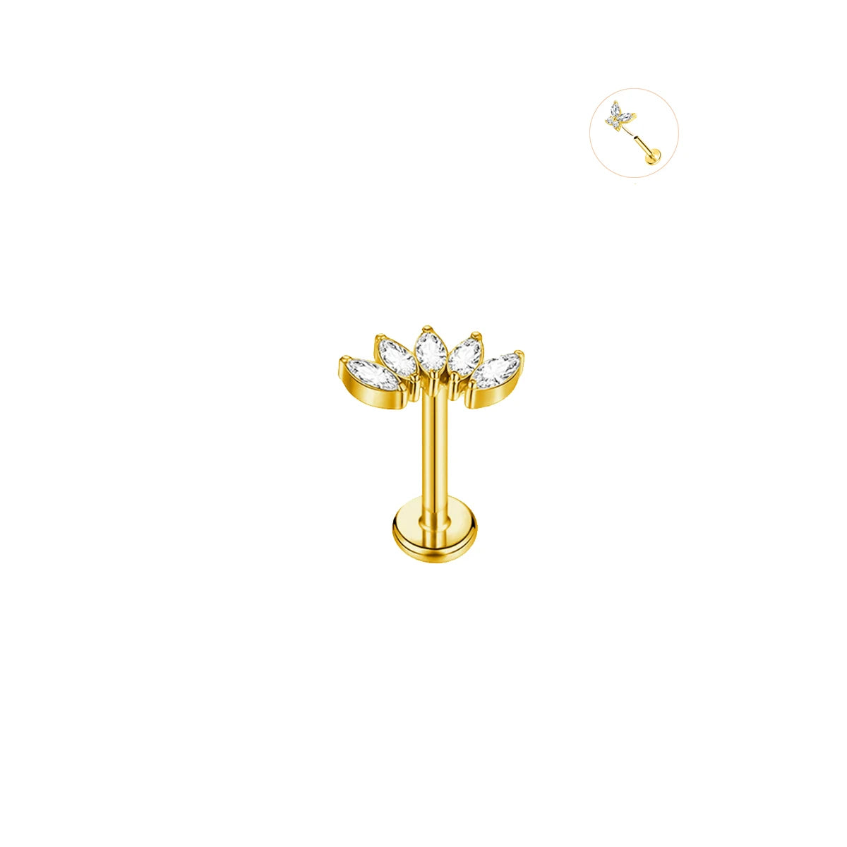 EVISPOL 16G Hypoallergenic Stainless Steel Threadless Insert Labret Lip Rings Tiny additional angle