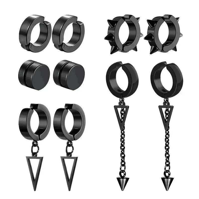 1 pairs No Piercing Earrings Titanium Steel Clip-on Fake Earring Round Ear Clip For Women Men Punk P