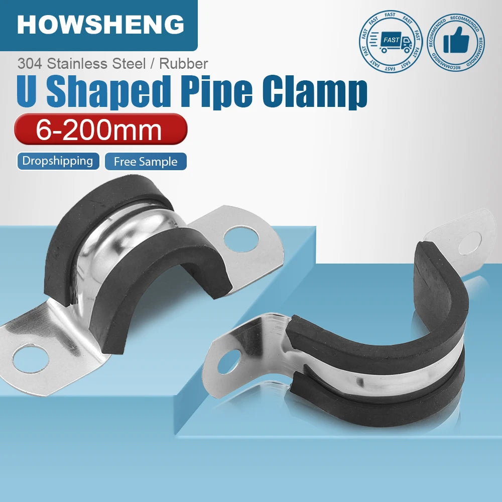 Rubber Lined Pipe Clamp | 6mm-200mm Stainless Steel P Clips for Secure Hose Mounting