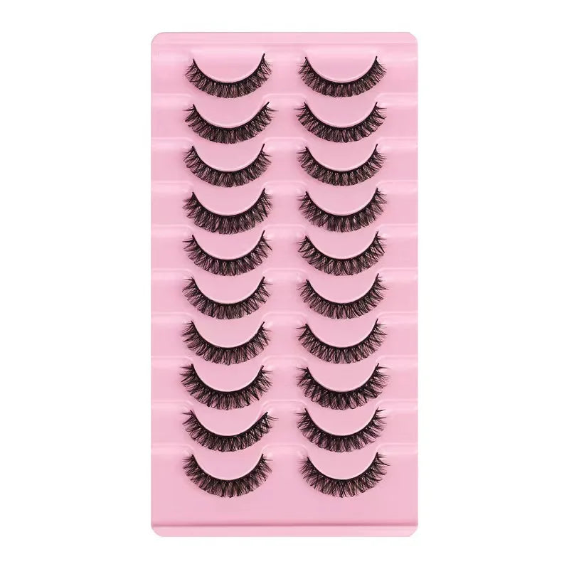Simple Application Dramatic Russian 3D Mink Strip Lashes 10 Pairs Fake Eyelashes For M close-up view