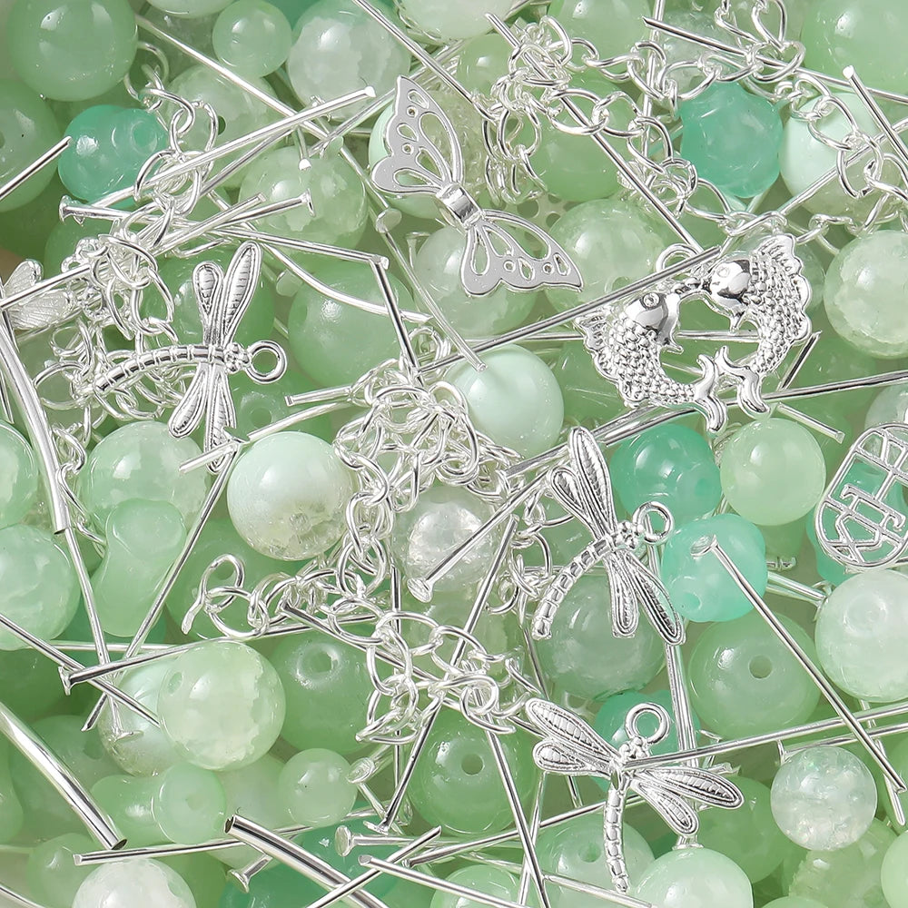 30-50G/Lot Mixed Glass Beads Metal Pendants Spacer Bead Jewelry Accessories for DIY Brac detail view