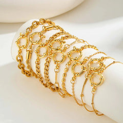Vnox Square Chain Bracelet | Gold Stainless Steel Round Bubble Link Jewelry for Women detail view