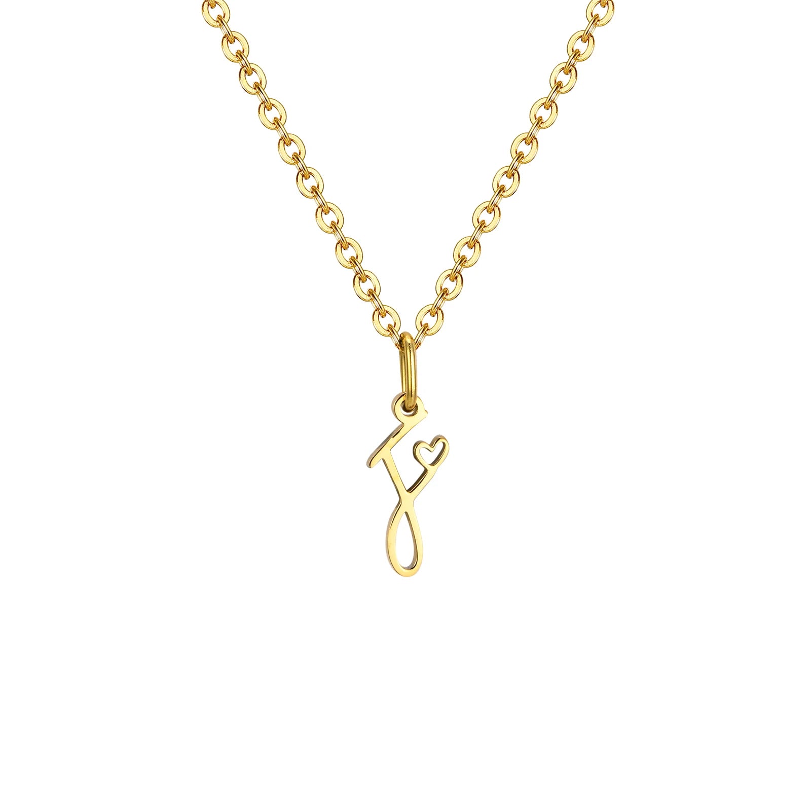 Dainty Heart Initial Necklace for Women, Gold Plated A-Z Letter Pendant, Waterproof Stai detail view
