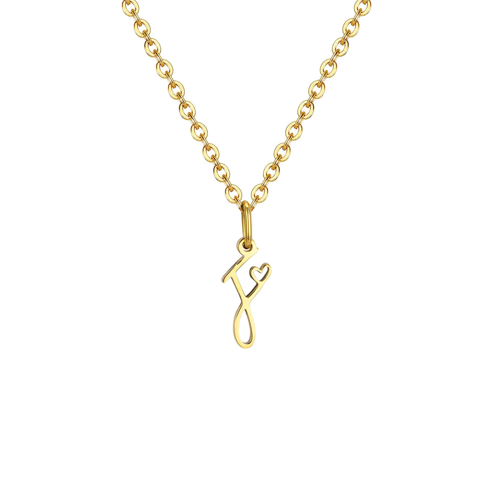 Dainty Heart Initial Necklace for Women, Gold Plated A-Z Letter Pendant, Waterproof Stai detail view