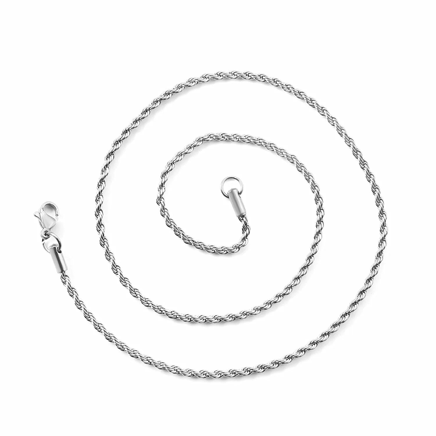 1 Piece Silver Color Width 2mm/3mm/4mm/5mm Rope Chain Necklace for Men Women Stainless Steel Twisted Singapore Layering Collier