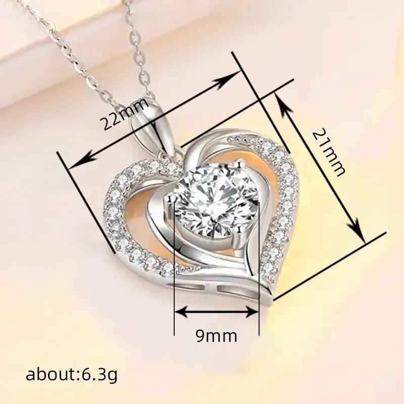 Huitan Delicate Heart Pendant Necklace for Women Luxury Bright Cubic Zirconia Neck Ac lifestyle view