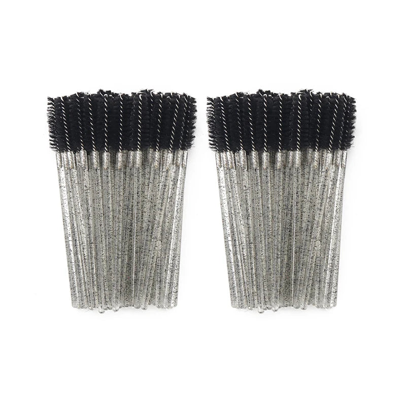 ANNAFRIS 50Pcs Eyelash Brush Soft Head Spiral Crystal Eyebrow Brush Lash Extension Bru close-up view