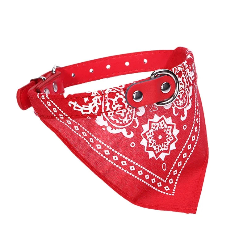 PU Cat Dog Collar with Scarf for Small Medium Dogs Chihuahua Corgi Puppy Adjustable additional angle
