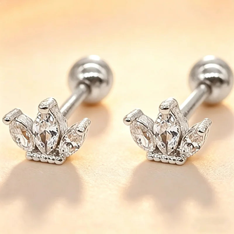 Heart Stud Earrings for Women | Hypoallergenic Screw Back Piercing Jewelry alternate view