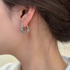 Vintage Metal Irregular Wavy Pleated Hoop Earrings | 2026 New Trendy Geometric Temperame detail view