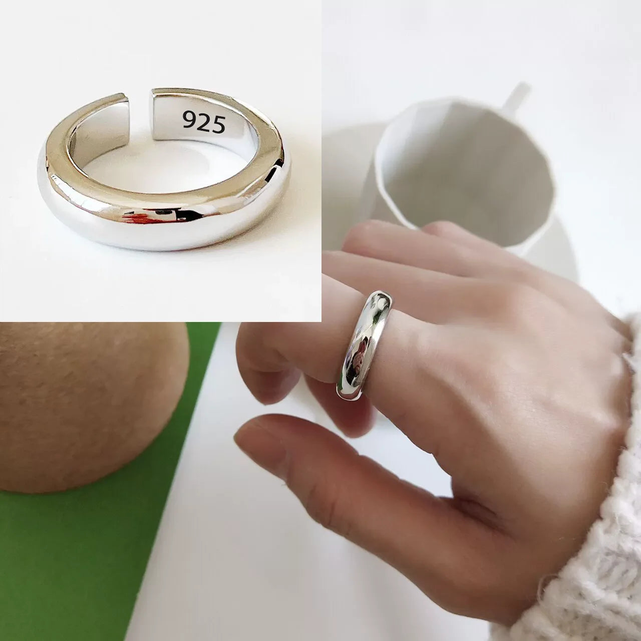 VENTFILLE 925 Sterling Silve Flower Ring for Women Gift Hollow Out Design Retro Hip H lifestyle view