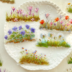 20pcs/pack Flower PET Stickers Green Plants PET Stickers Hand Account DIY Decoration alternate view