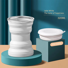Portable Foldable Silicone Cup | Travel Mug with Lid and Lanyard close-up view