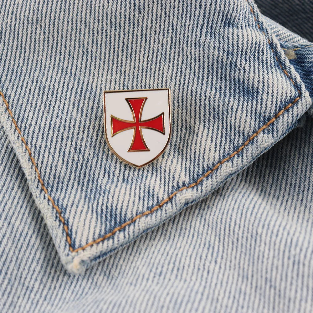 Knights Templar Cross Brooch Vintage Copsplay Badge Collar, Backpack and Accessory Gi lifestyle view