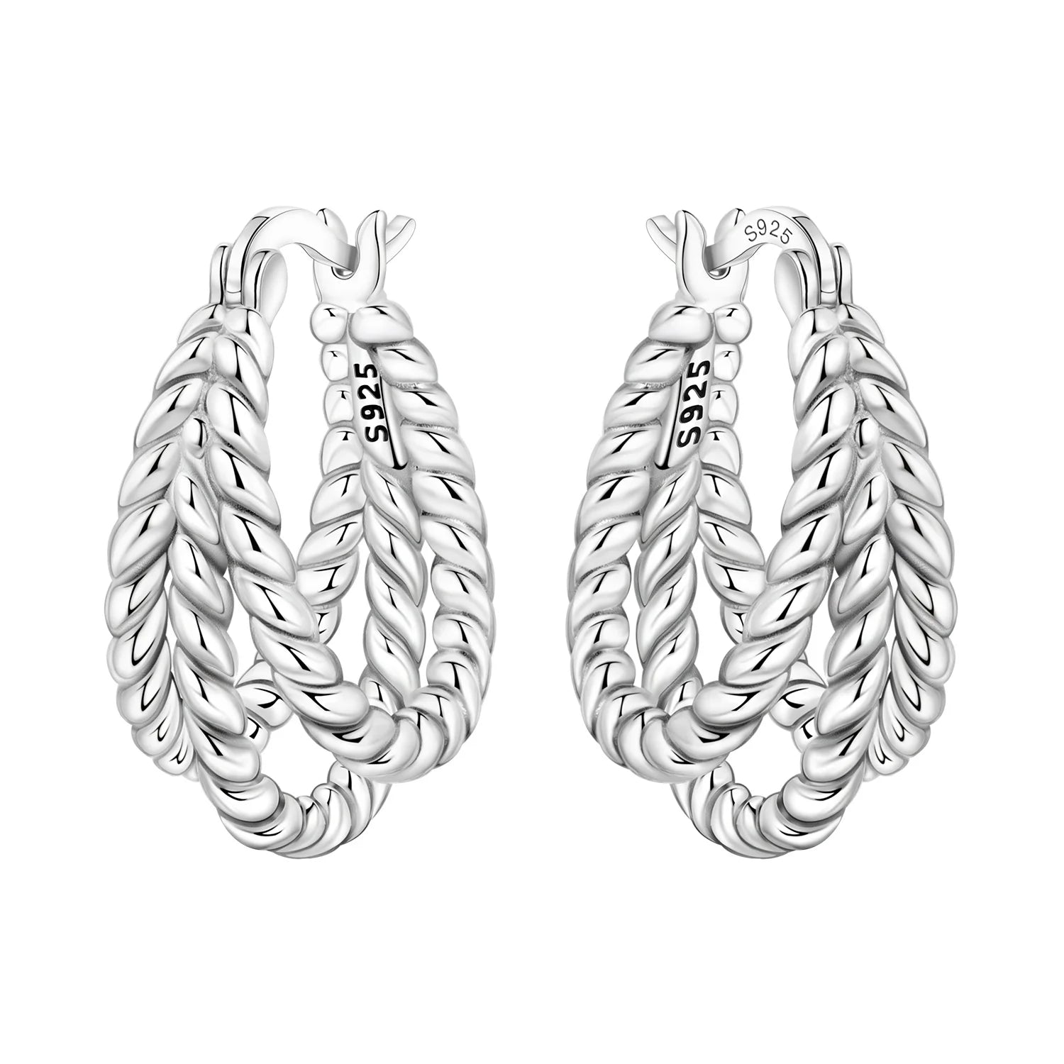 Orstarry S925 Sterling Silver Square Chain With Stone Inlaid Earrings Hoop Earrings Fo close-up view