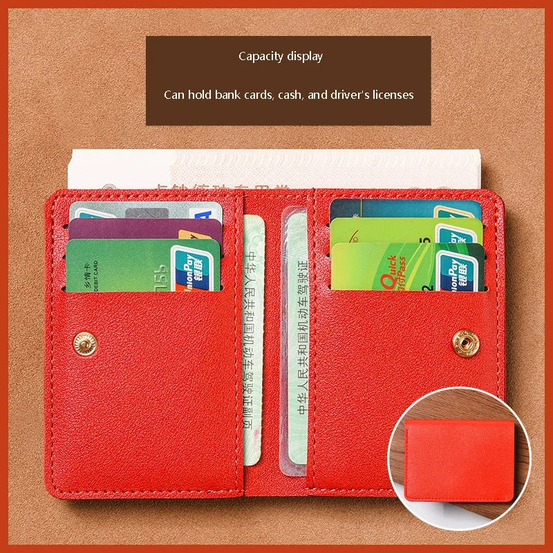 Compact Leather Card Wallet for Men and Women | Minimalist Everyday Carry close-up view