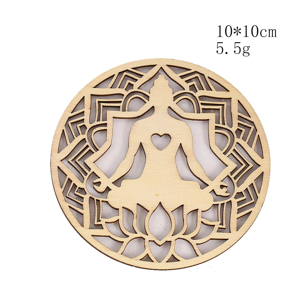Wooden Sacred Geometry Wall Hanging | Rustic Yoga Meditation Decor additional angle