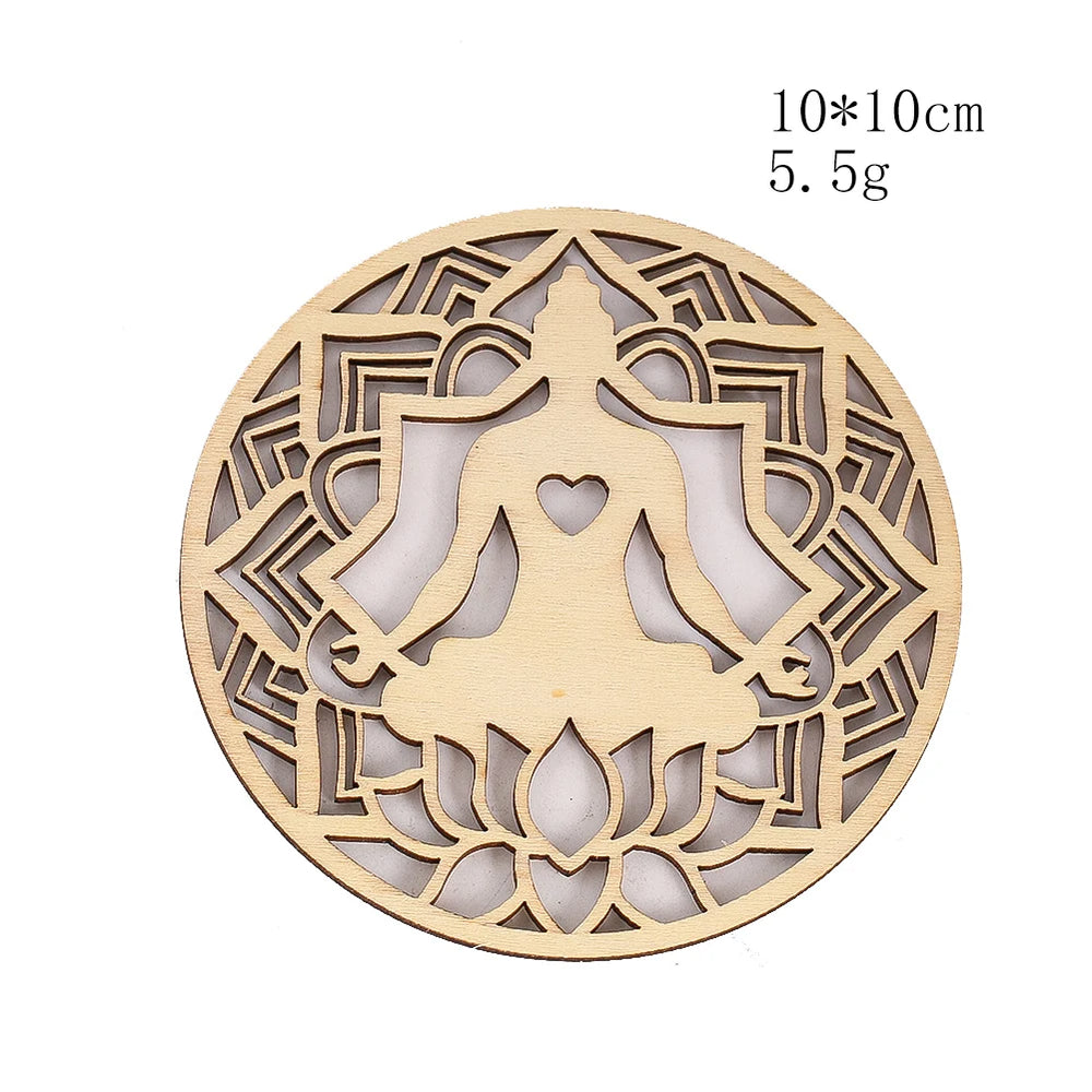 Wooden Sacred Geometry Wall Hanging | Rustic Yoga Meditation Decor additional angle