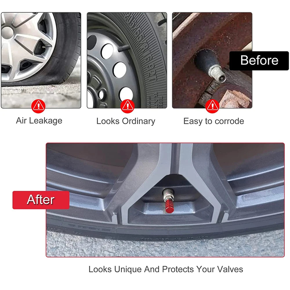 Aluminum Tire Valve Caps, Dustproof Stem Covers for Car Truck Bike additional angle