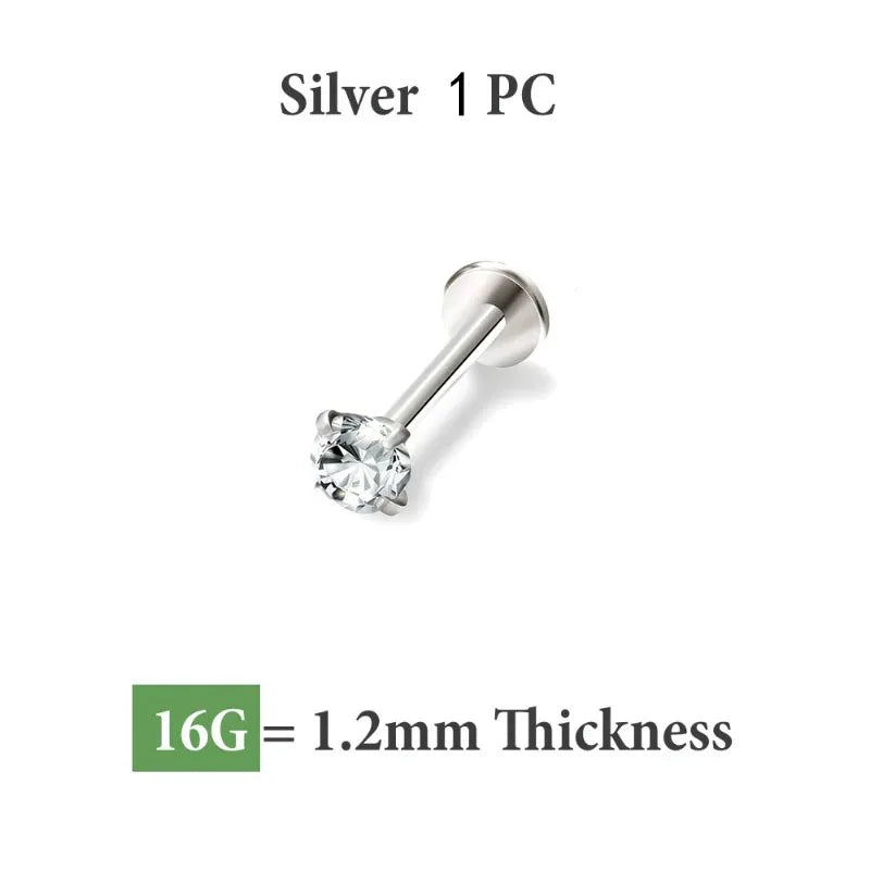 1pc 20G-16G Stainless Steel Monroe Lip Stud Ring, Tragus Helix Conch Cartilage Earrin alternate view