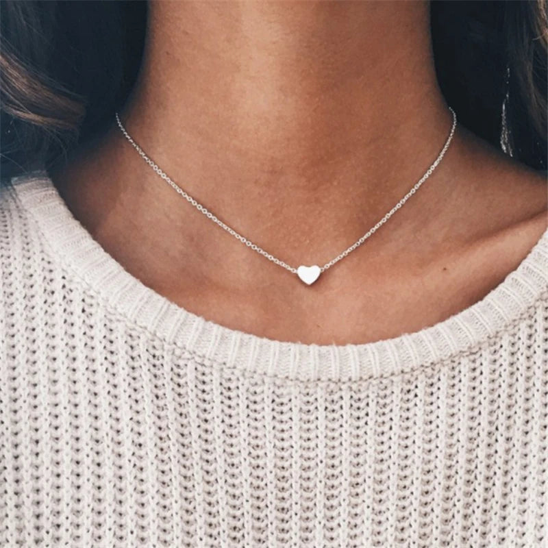 Tiny Heart Necklace for Women | Short Chain Pendant Necklace Gift additional angle