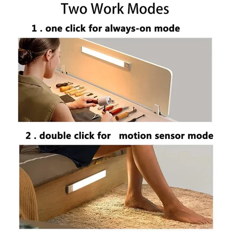 PIR Motion Sensor Rechargeable LED Night Light | Dimmable Magnetic Lamp for Closet Stair detail view