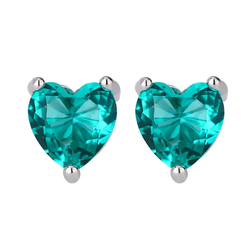 925 Sterling Silver Heart Zircon Piercing Stud Earrings Wedding Luxury Elegant Jewe additional angle