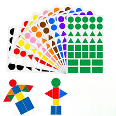Colored Triangles Rectangular Dot Stickers for Kids | Jigsaw Puzzle Geometry Scrapbook Labels