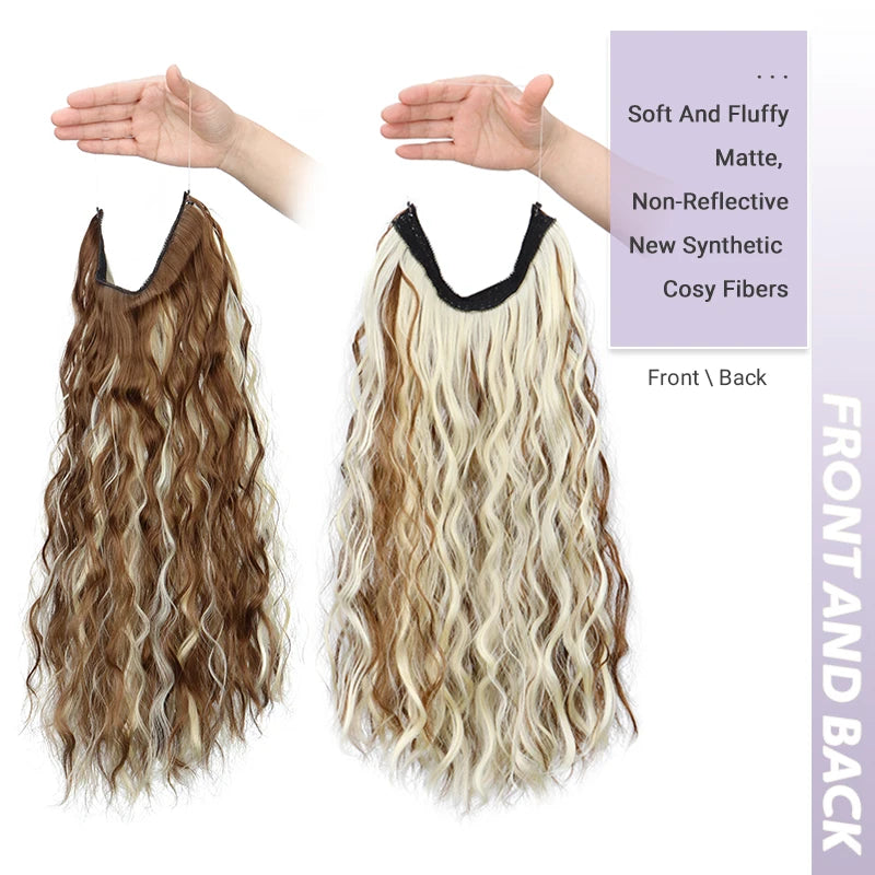 Long Synthetic Fishing Line Hair Extensions Elegant Water Wave Curly Styles for Women Li detail view