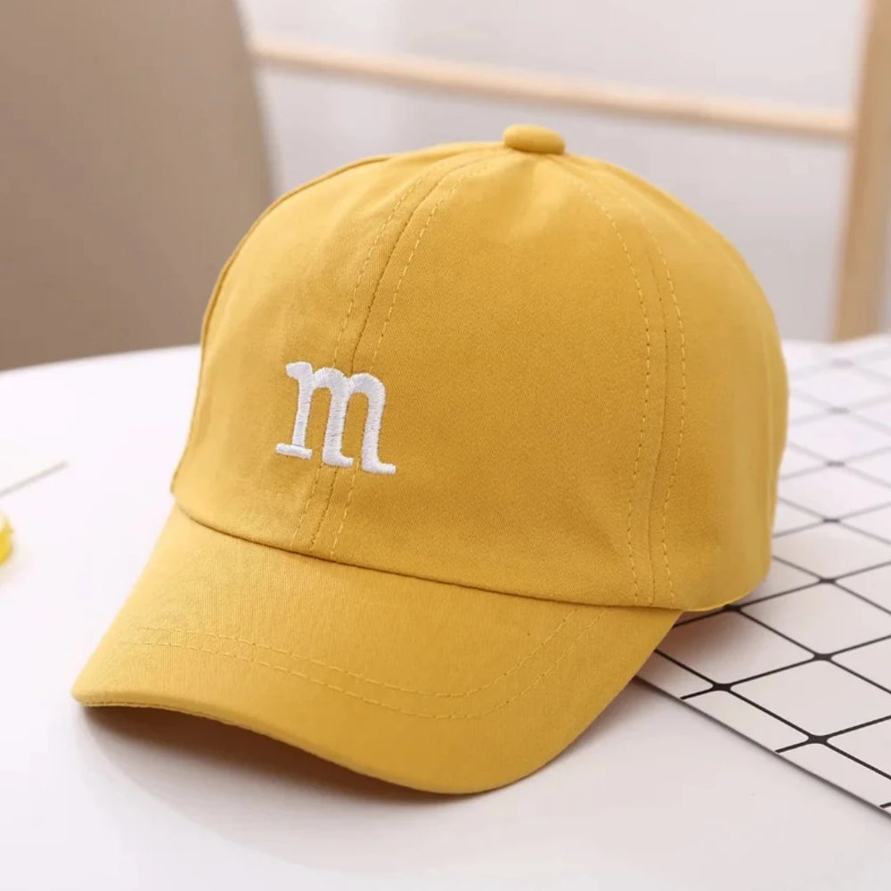 Kids Unisex Baseball Cap with M Letter Embroidery | Adjustable Cotton Sun Hat alternate view