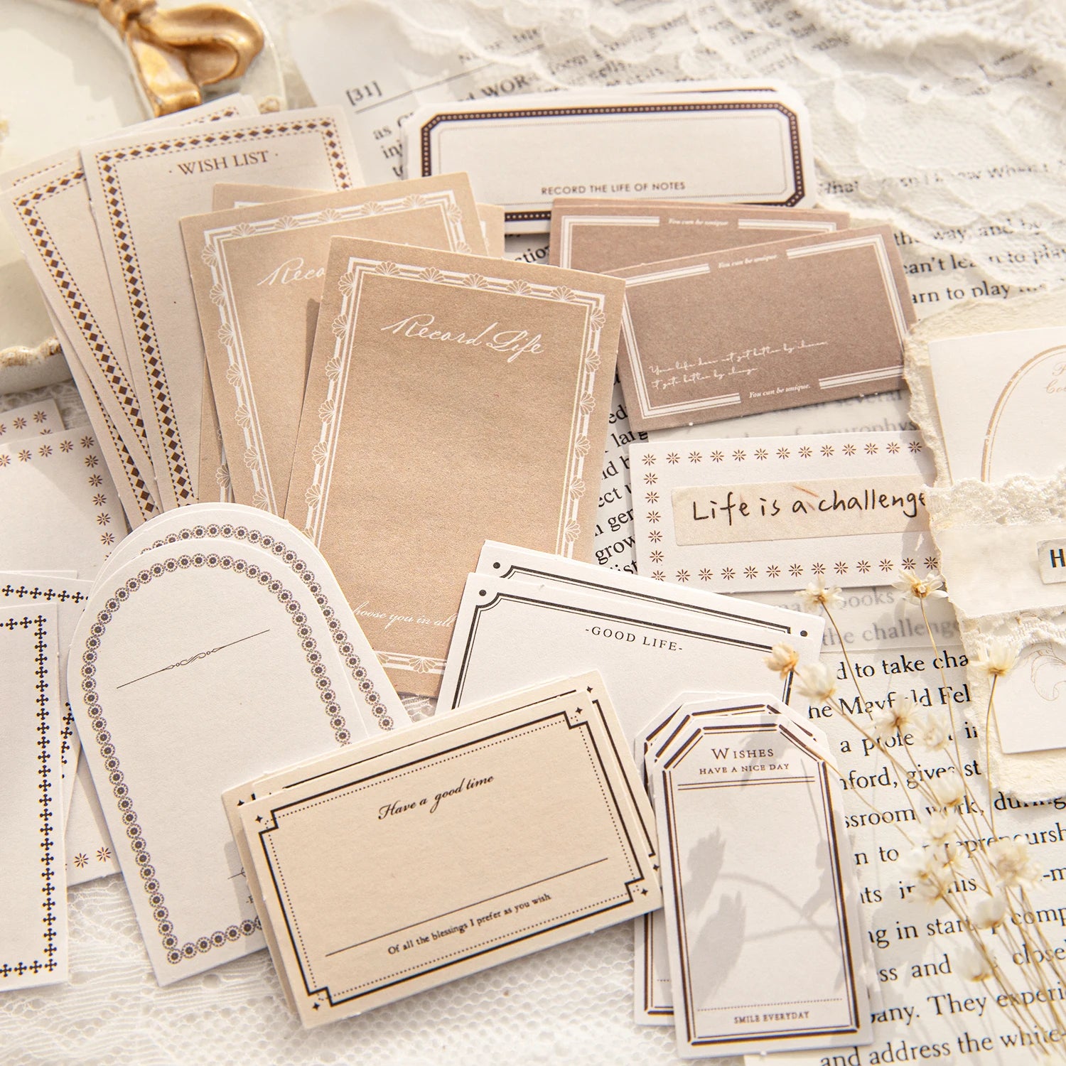 Vintage Label Stickers 30pcs | Retro Scrapbooking and Junk Journal Decor Pack additional angle