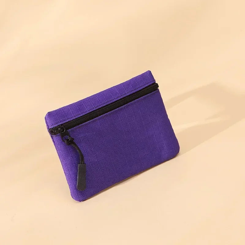 Women Mini Zippers Canvas Coin Purse | Compact Wallet with Keychain close-up view