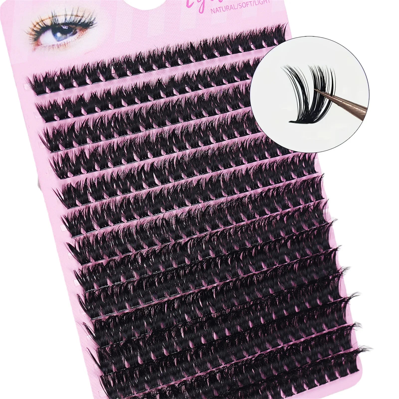 Simple Self-Graft Handmade 80D D Curl Individual Lashes 280Pcs 8-16mm Dense Cluster additional angle