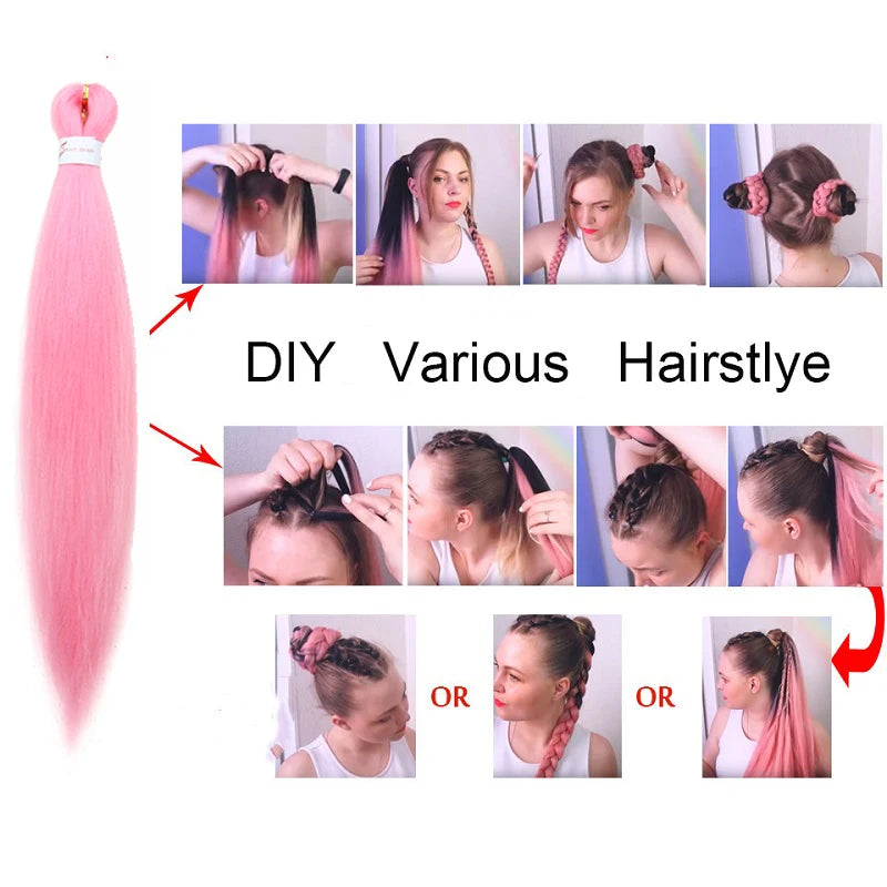 20Inch Synthetic Pre Stretched Braiding Ombre Hair Extension for Black Women Yaki Str lifestyle view