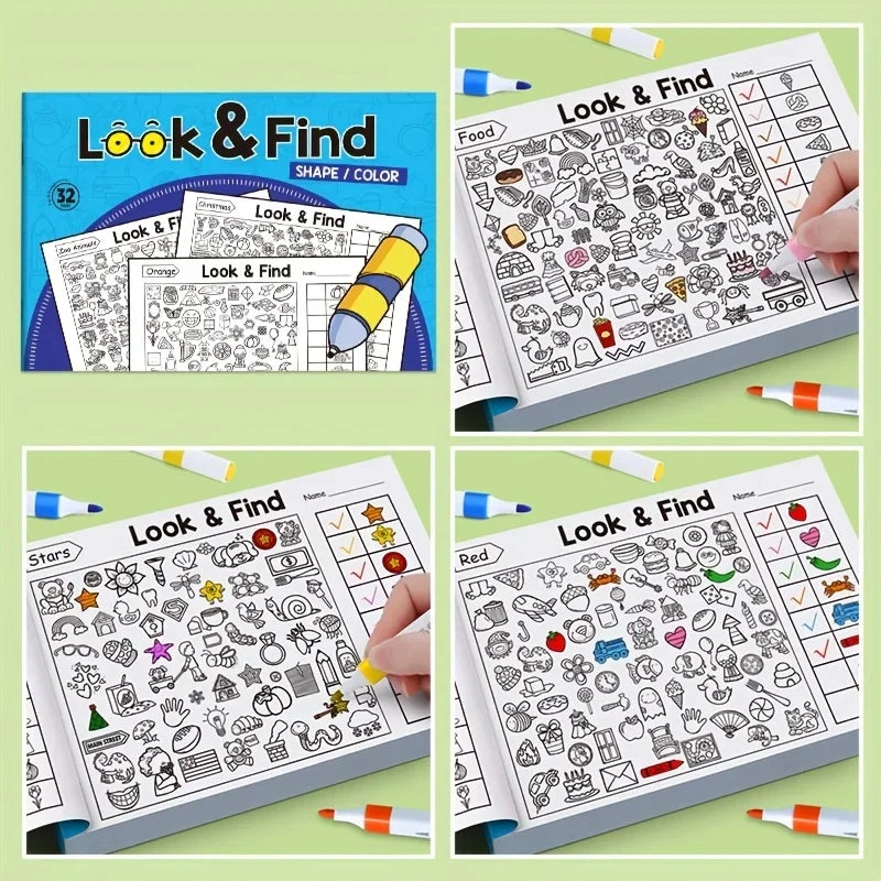 Look and Find Hidden Object Coloring Book for Kids Interactive Seek and Find Activity close-up view