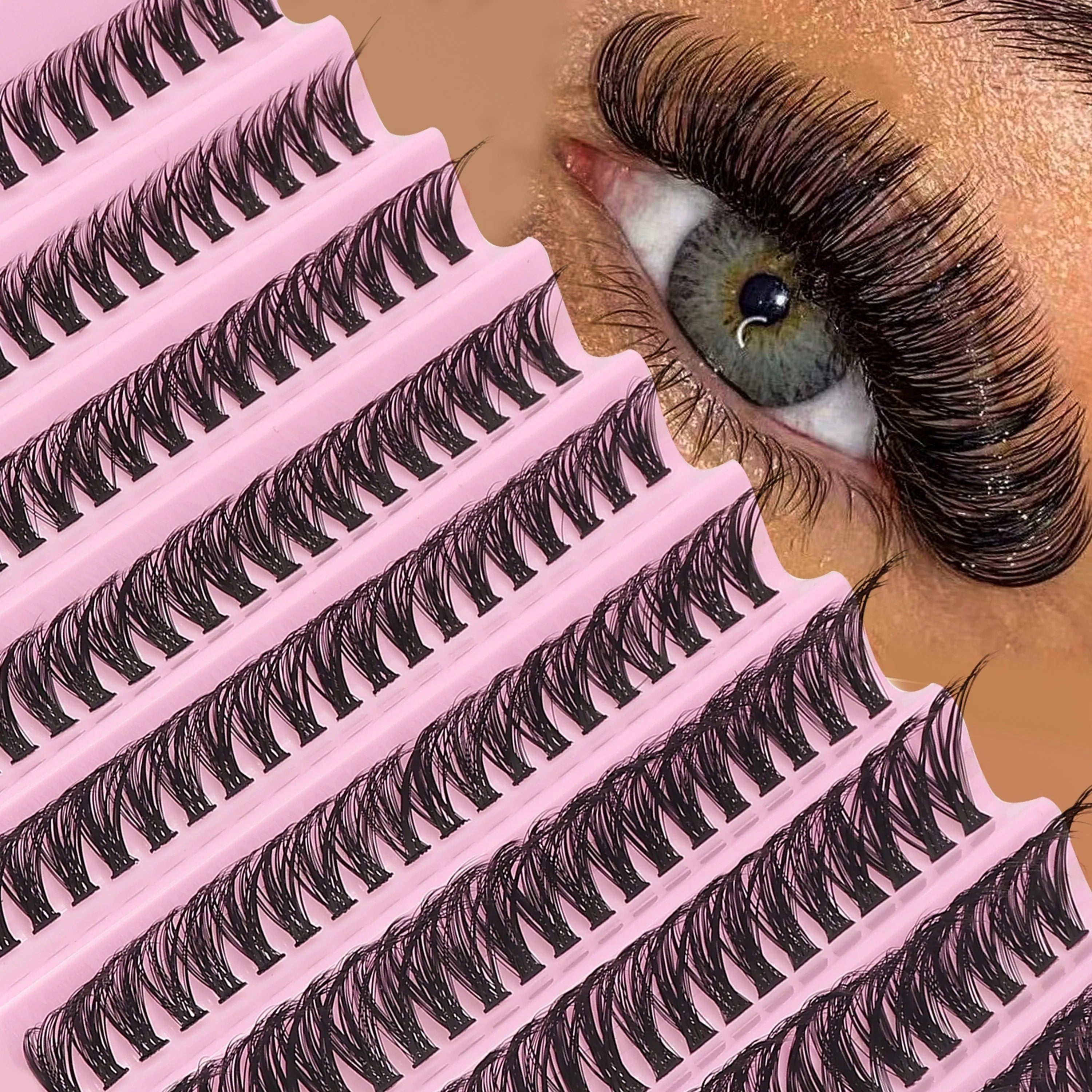 Lash Clusters D Curl Individual Lashes Fluffy Volume DIY Eyelash Extensions Thick Cluster Lashes for Home Use