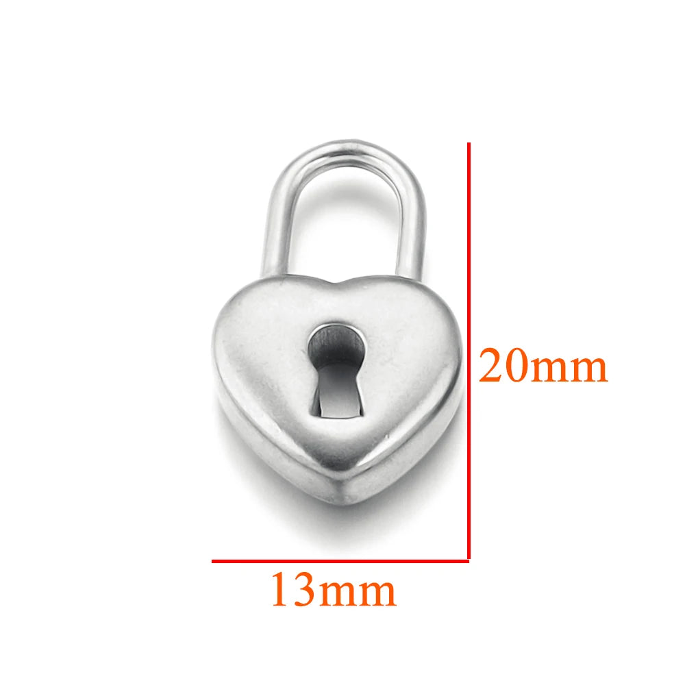 5pcs Stainless Steel Heart Lock Key Gold Plated Love Pendant Punk Hip Hop for DIY Neckla detail view