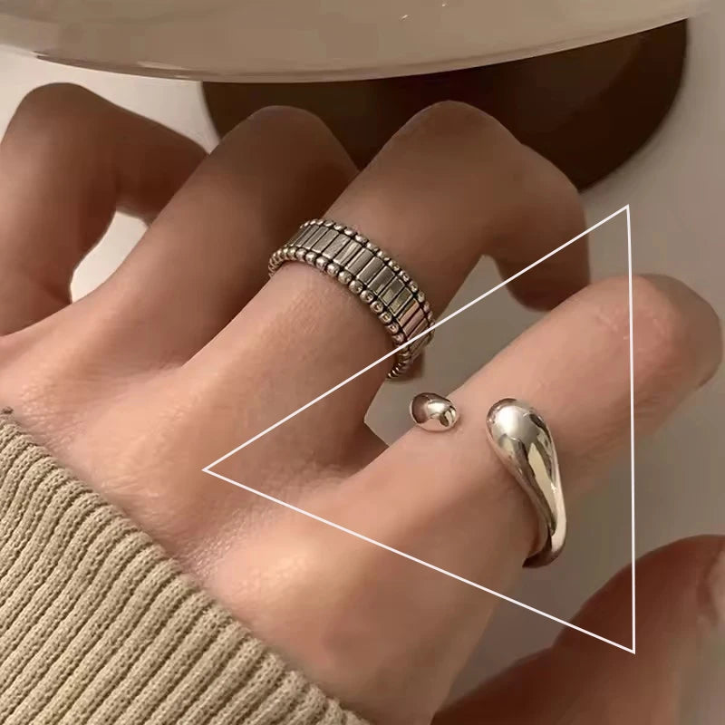 VENTFILLE 925 Sterling Silber Unregelmäßiger Ring | Geometrischer Minimalistischer Schmuck für Frauen