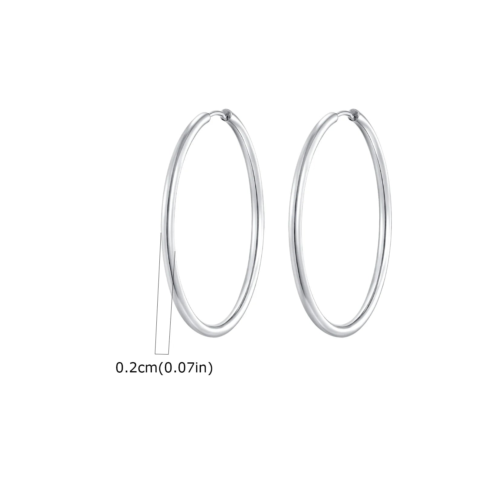 1Pair Round Circle Small Hoop Earrings for Women Men, Gold Plated Stainless Steel Large detail view