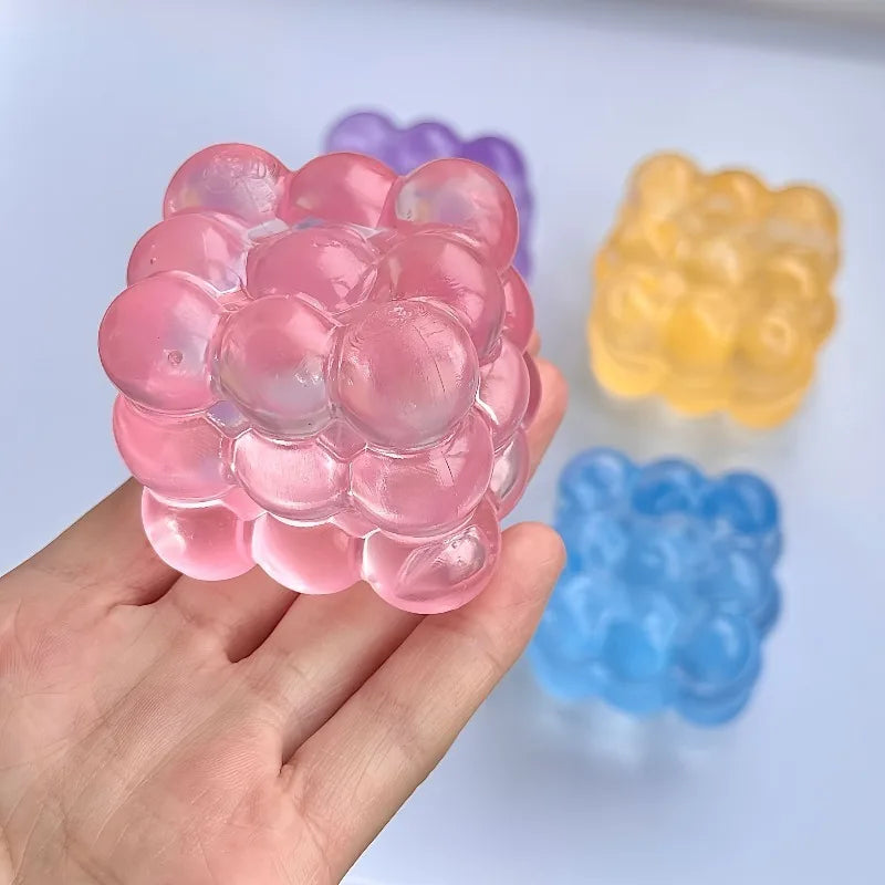 Squishy Maltose Fidget Toy | Bright Soft Colored Cubic Squeeze Stress Relief close-up view