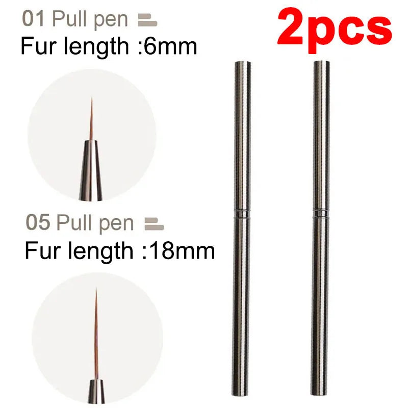 Nails Art Liner Brushes Striping Drawing Elongated Lines Painting 6/9/12/15/18mm Nail close-up view