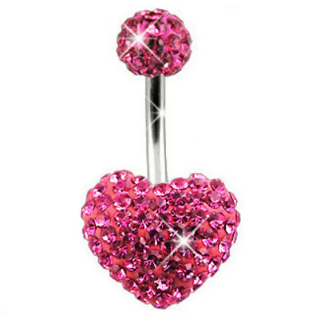 1PCS Pink Crown Belly Button Rings Jewelry Stainless Steel Heart Navel Piercing Barbe alternate view