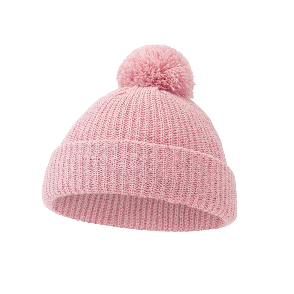 Solid Pom Knitted Baby Beanie | Newborn Infant Winter Hat alternate view