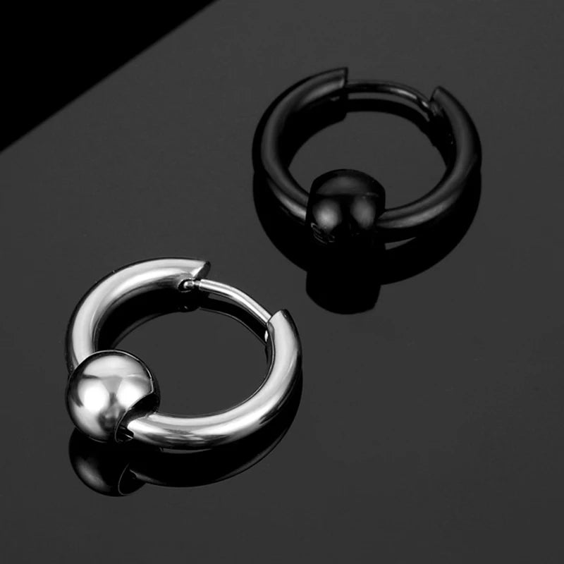 Black Punk Stainless Steel Stud Earrings Set for Men And Women Vintage Hip Hop Pierci alternate view