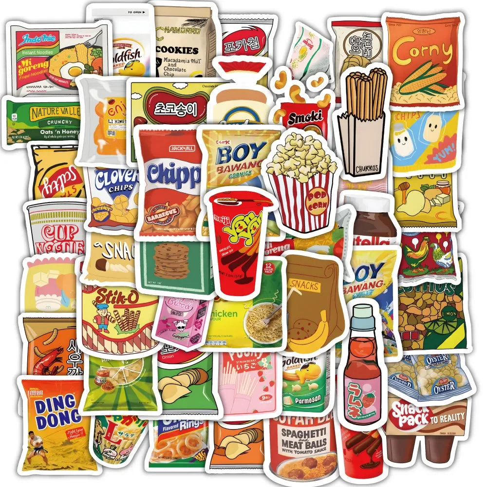 59PCS Classic Snacks Graffiti Stickers | Waterproof Decals for Laptop Skateboard Bicy alternate view