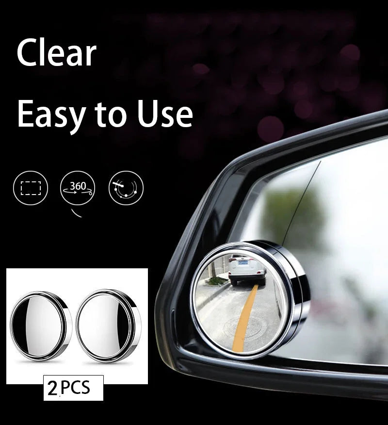 2Pcs Round Convex Blind Spot Mirror Wide-Angle Glass Rearview Mirror alternate view