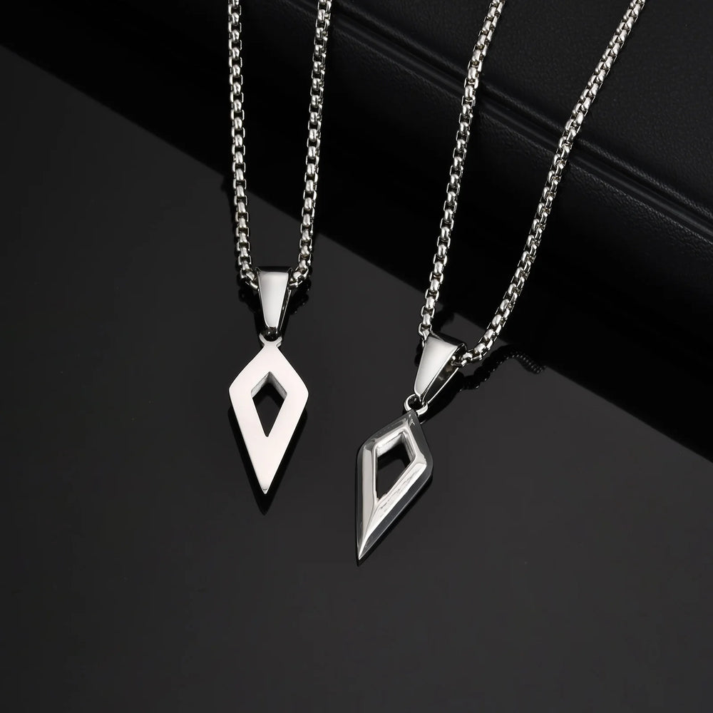 Stainless Steel Four-pointed Star Pendant Necklace | Geometric Collar Jewelry for Men lifestyle view