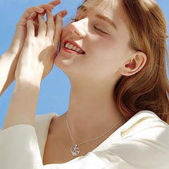 Huitan Sweet Paw Print Shaped Women Pendant Necklace Double Heart Elegant Accessories close-up view