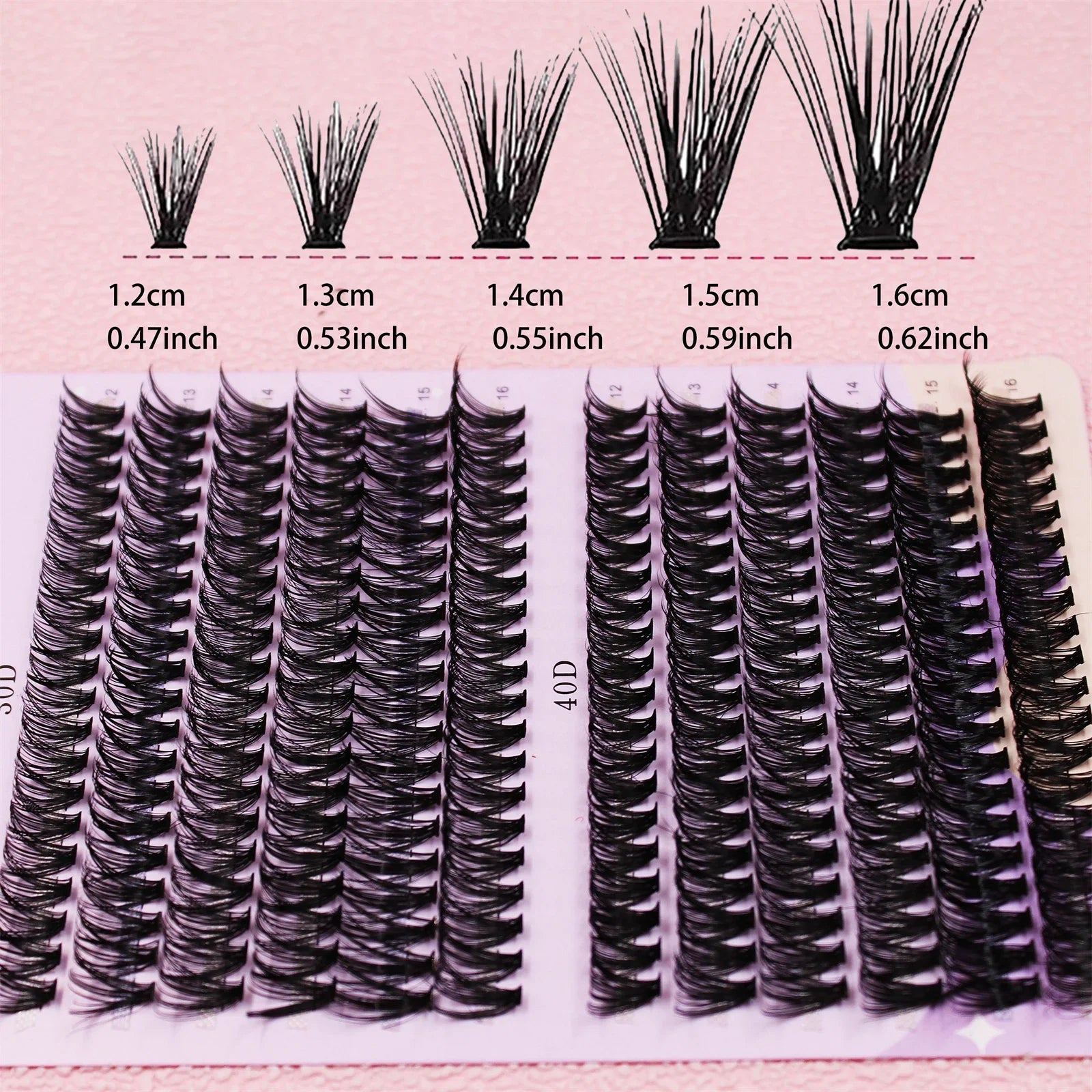 30/40D 12-16mm Mix D Curl Cluster Lashes Individual Lashes Lash Extensions Clusters La close-up view