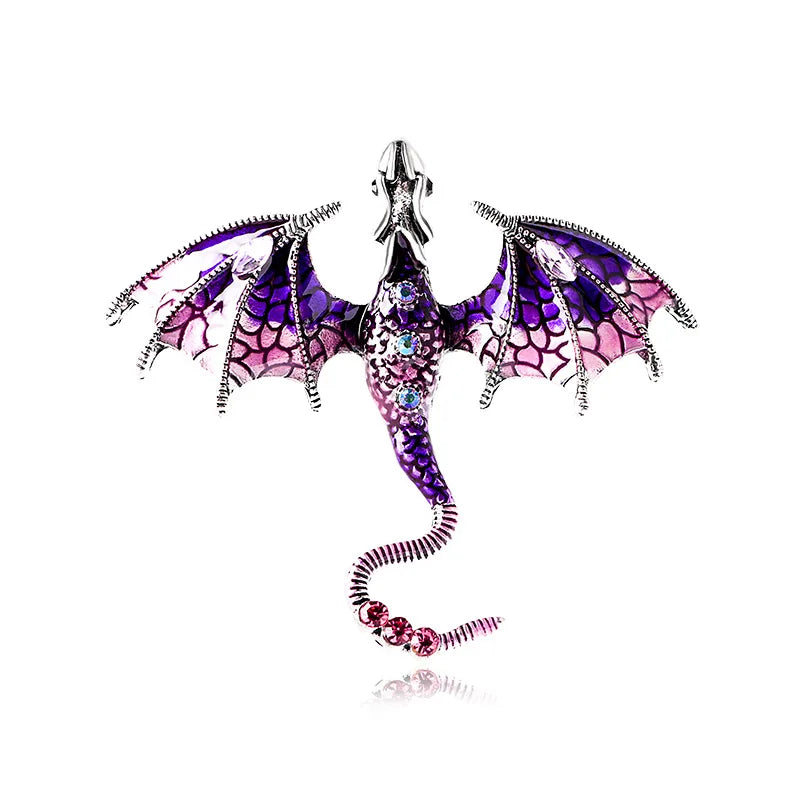 Colorful Hand Drawn Dragon Brooch Lapel Pin